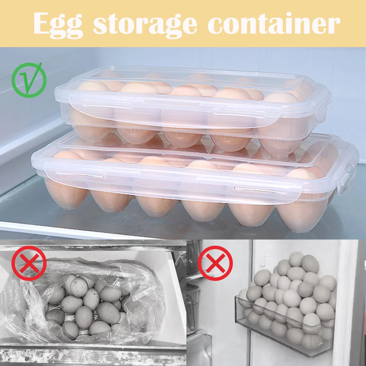 2 Pieza Caja de Huevos con Tapa, Huevos Transparente Portátil, Contenedor de Huevo, Huevera Nevera, para frigorífico, cocina, Picnic(10+18 Celdas)