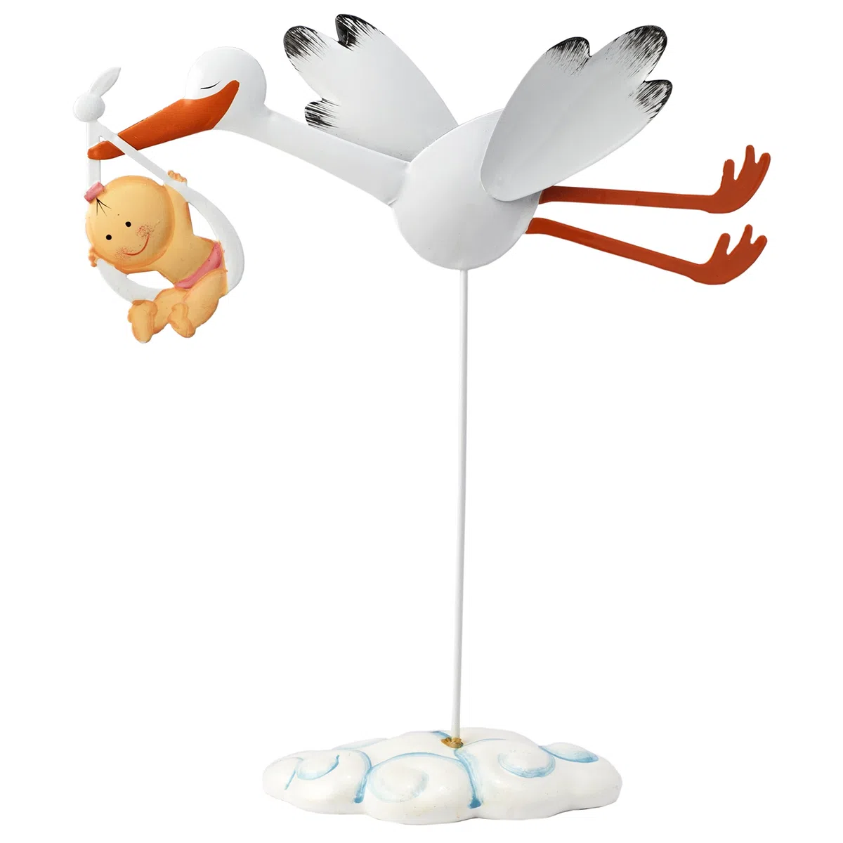 Mopec G3013.02 - Figura para Pastel de Metal con Forma de cigueña con Hatillo y Pita, Pack de 1 Unidad
