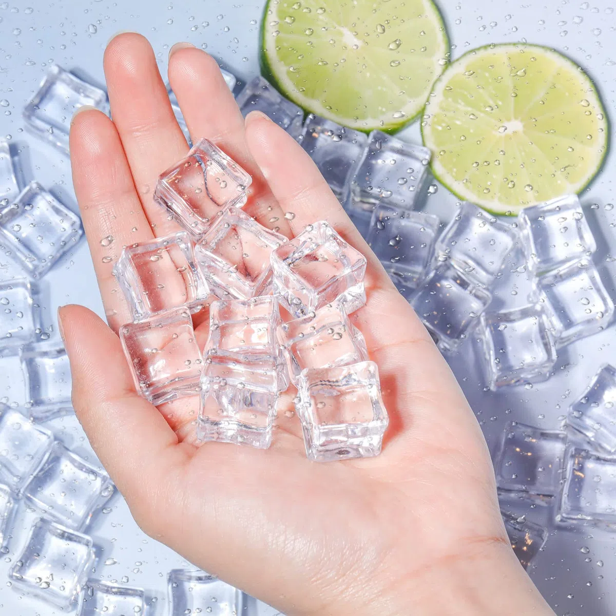 100 Piezas Cubitos Falsos Transparentes de Hielo Gemas Cuadradas de Acrílico Rocas Transparentes Acrílicas Exhibición de Cubitos Falsos de Hielo para Boda Rellenos de Jarrones