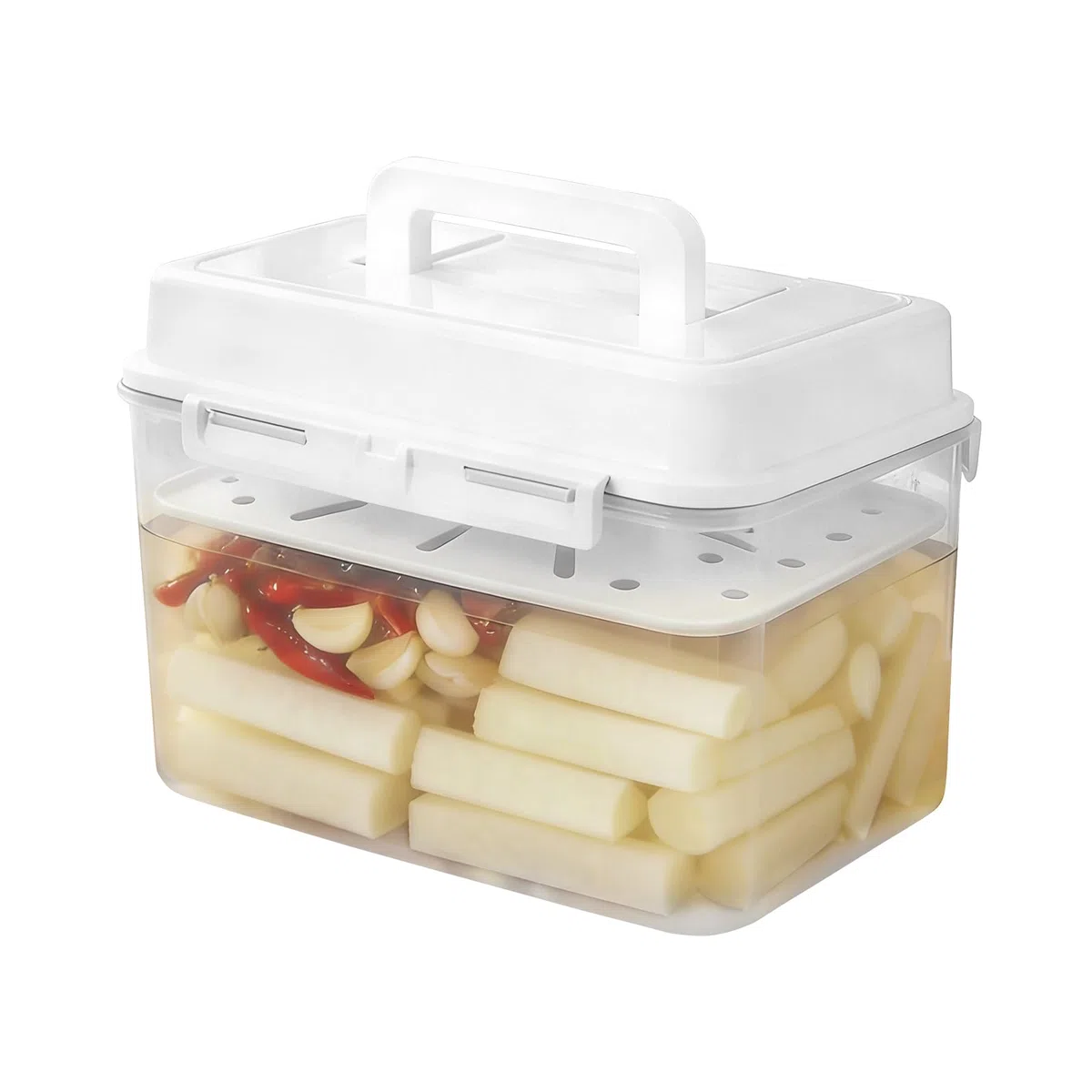 Contenedor de fermentación de 5 L, recipiente de fermentación Kimchi con tapa hermética, recipiente para kimchi, recipiente de conservación, recipiente de fermentación de prensa