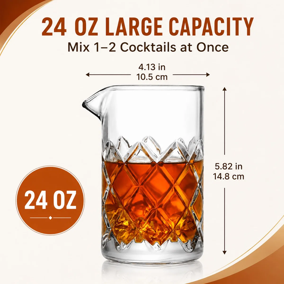 Vaso de mezcla de cócteles, vaso mezclador de cristal, 24 oz cristal agitador, base pesada gruesa - Barman Herramientas de vidrio - Barman Herramientas de vidrio - Bares de Artesanía y