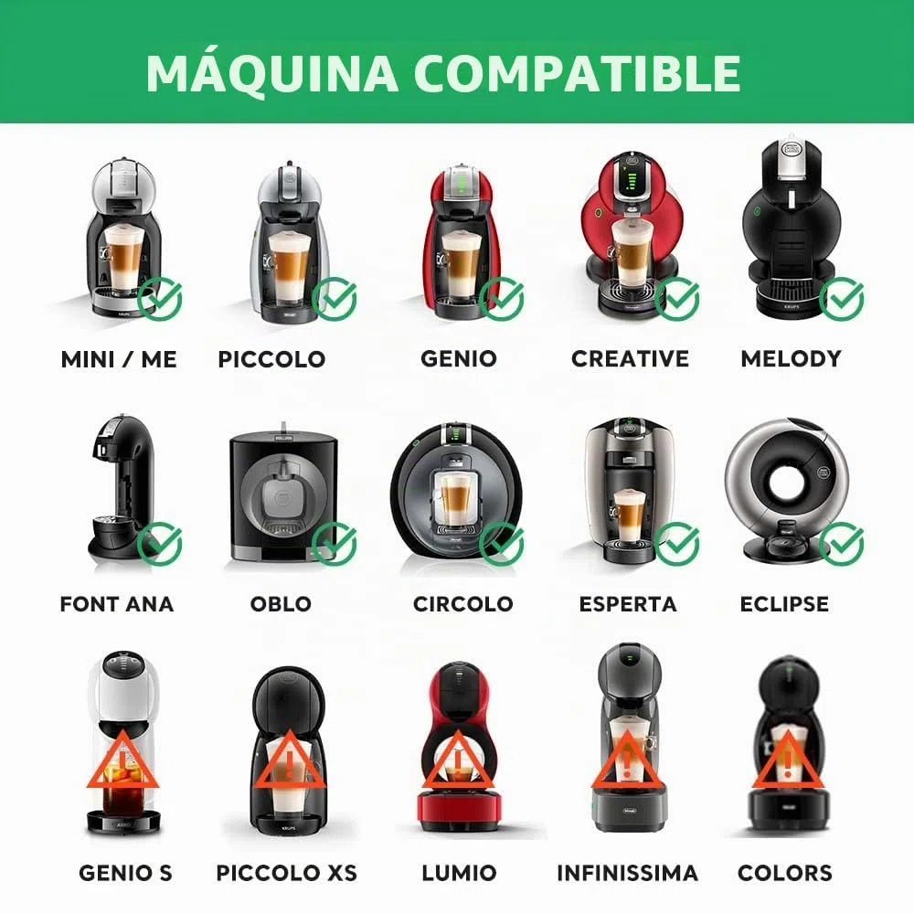 Capsules rechargeables Filtres à dosettes de café réutilisables compatibles avec les brasseurs Dolce Gusto avec cuillère et brosse (1 cápsula, 1 tamper)