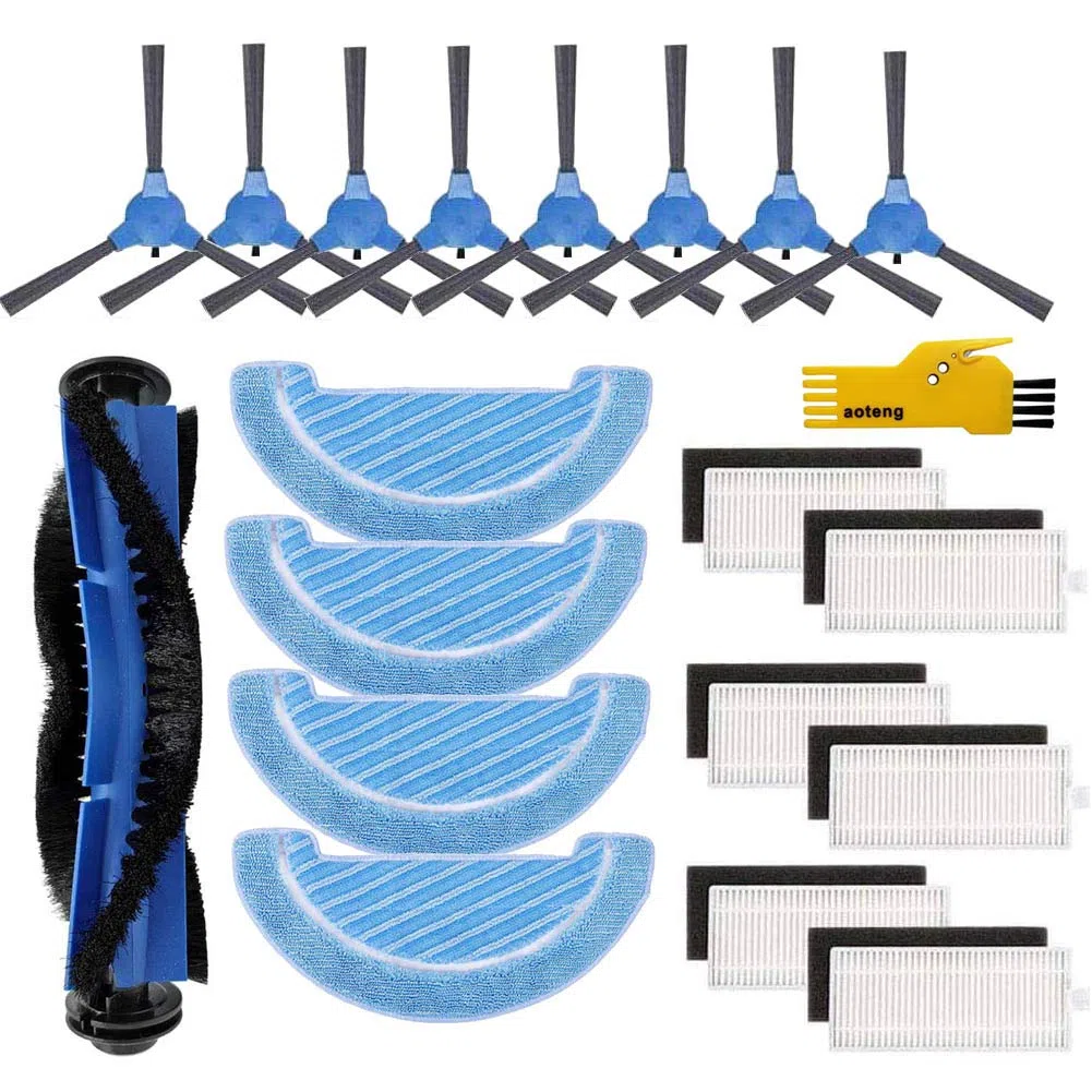 Recambio Accesorios para Cecotec Conga 1090 1990 1790 1099 1760 1970 Robot Aspirador Repuestos Paquete de 1 Cepillo Principal&6 filtros Hepa& 8 cepillos Laterales&4 Trapos de fregona