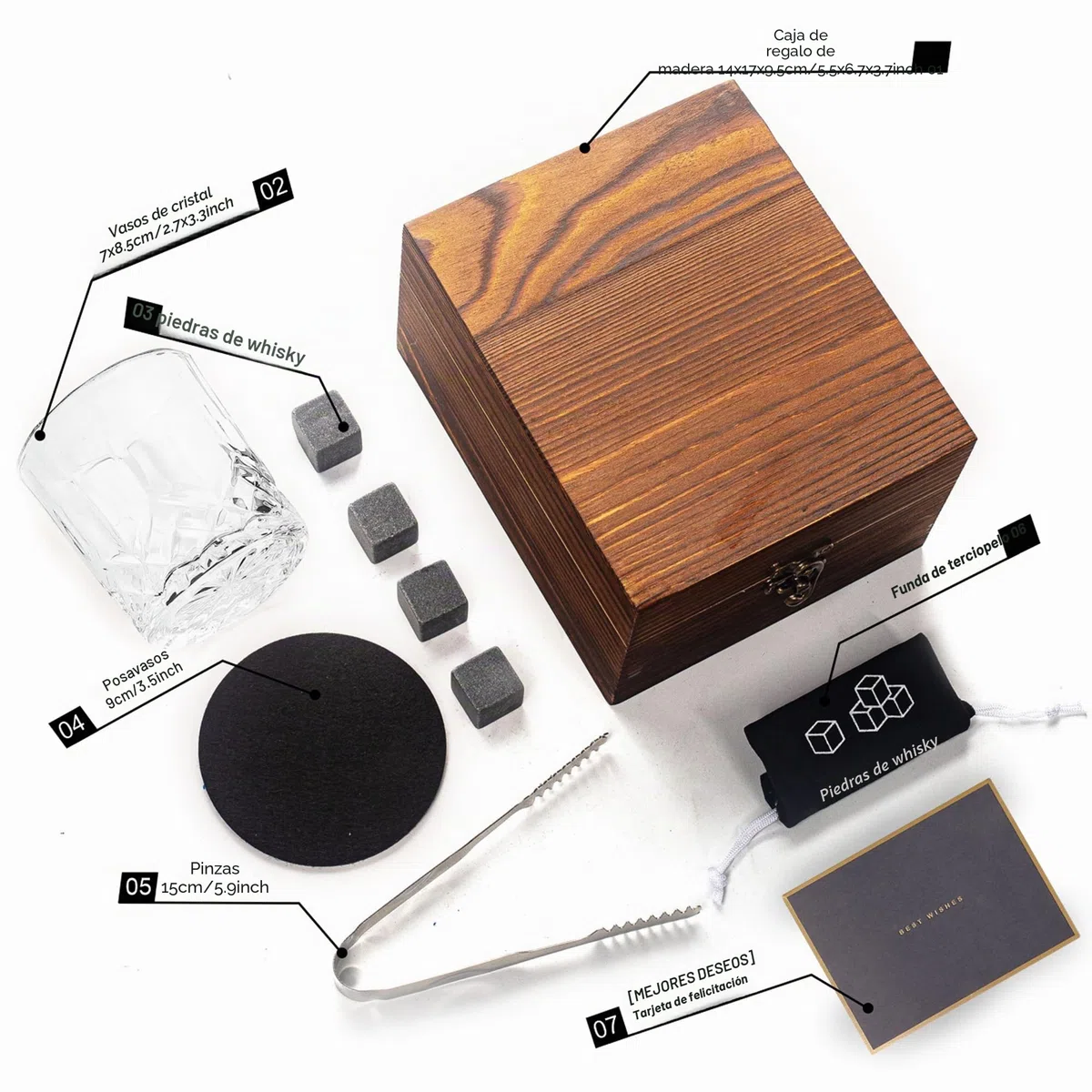 Juego de Regalo de Vasos de Whisky - Regalos de Cumpleaños para Hombres 30º 40º 50º 60º, Juego de Vasos de Whisky para Aniversario, Navidad, Regalos de Acción de Gracias, San Valentín, Regalos del Día