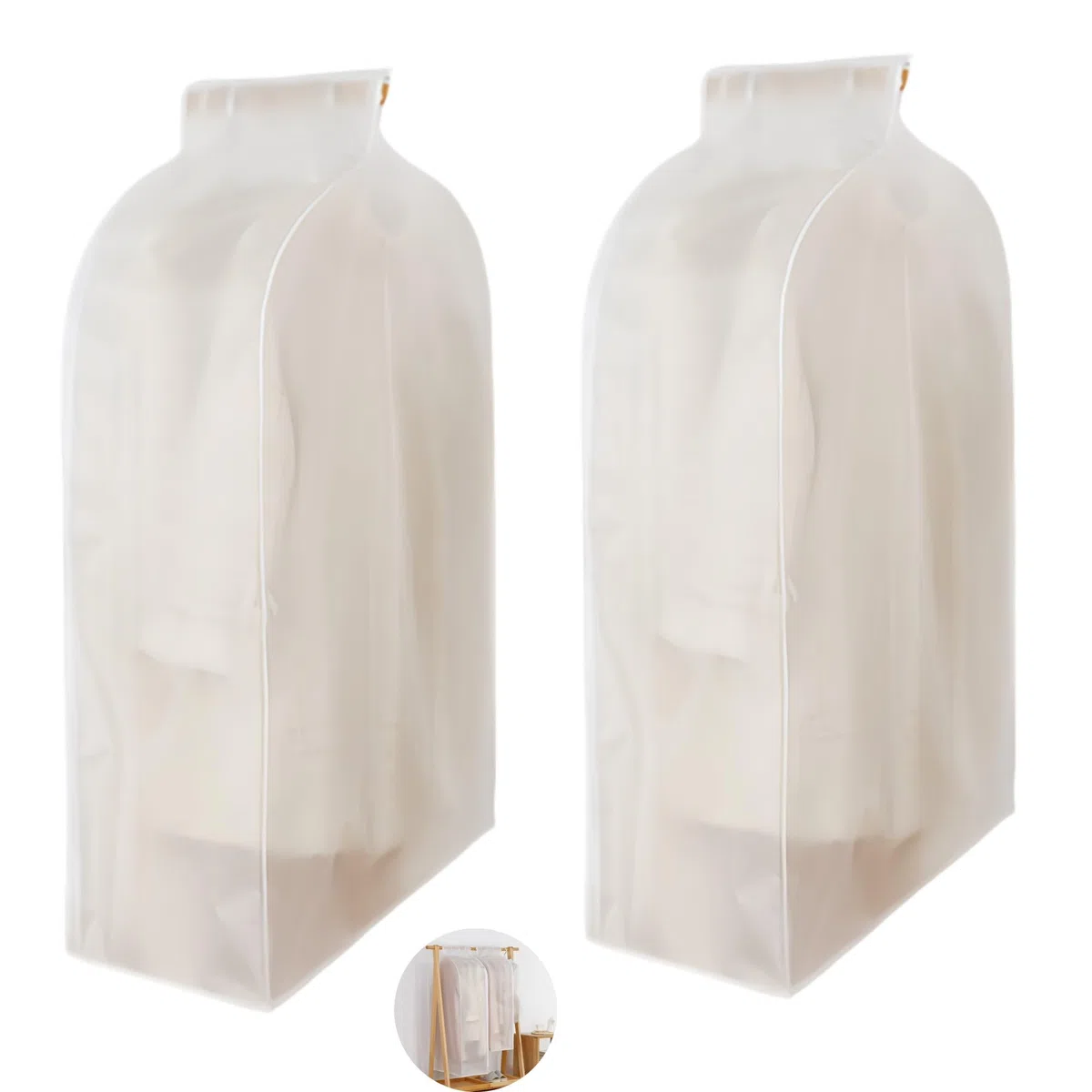 2 piezas Cubierta de ropa con cremallera 3D para el polvo, impermeable, almacenamiento de ropa, ropa para el armario, bolsas para el armario, colgadores, funda para ropa, bolsa para el