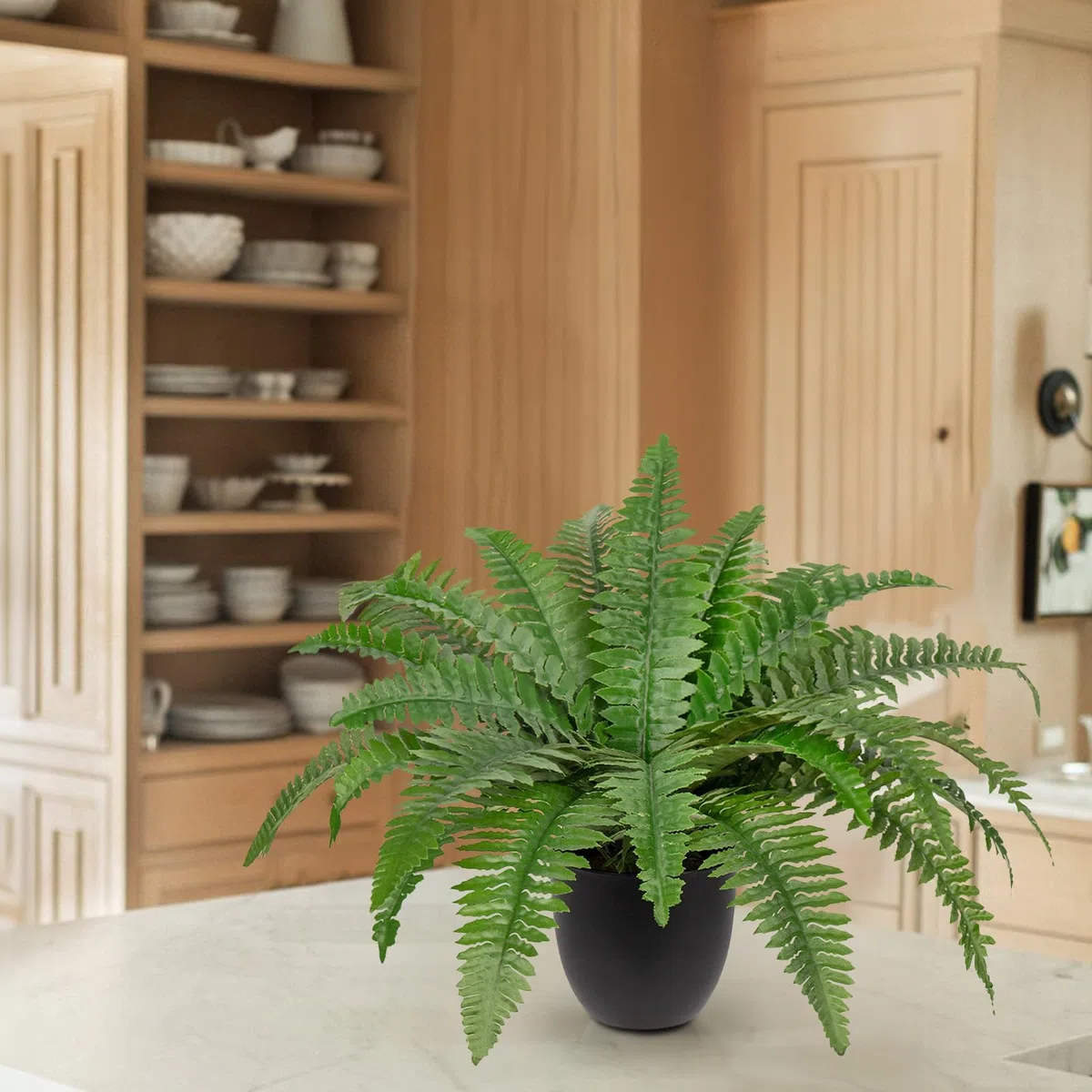 Hollyone Planta artificial en maceta de helecho Boston de 19.7 pulgadas, arbustos de helecho falsos en maceta para interiores y exteriores, helechos Boston sintéticos para decoración del hogar, jardín