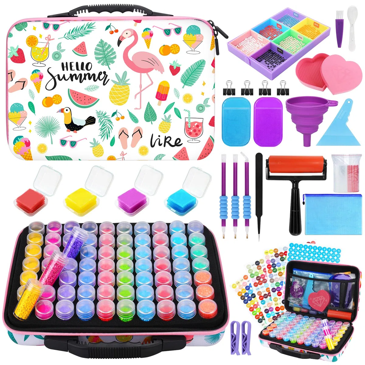 Diamond Painting Kit Completo,70 Ranuras para Contenedores de Almacenamiento de Pintura de Diamante,Ranuras Diamond Painting Accesorios,Tarros a Prueba de Golpe,para Diamantes,Joyas