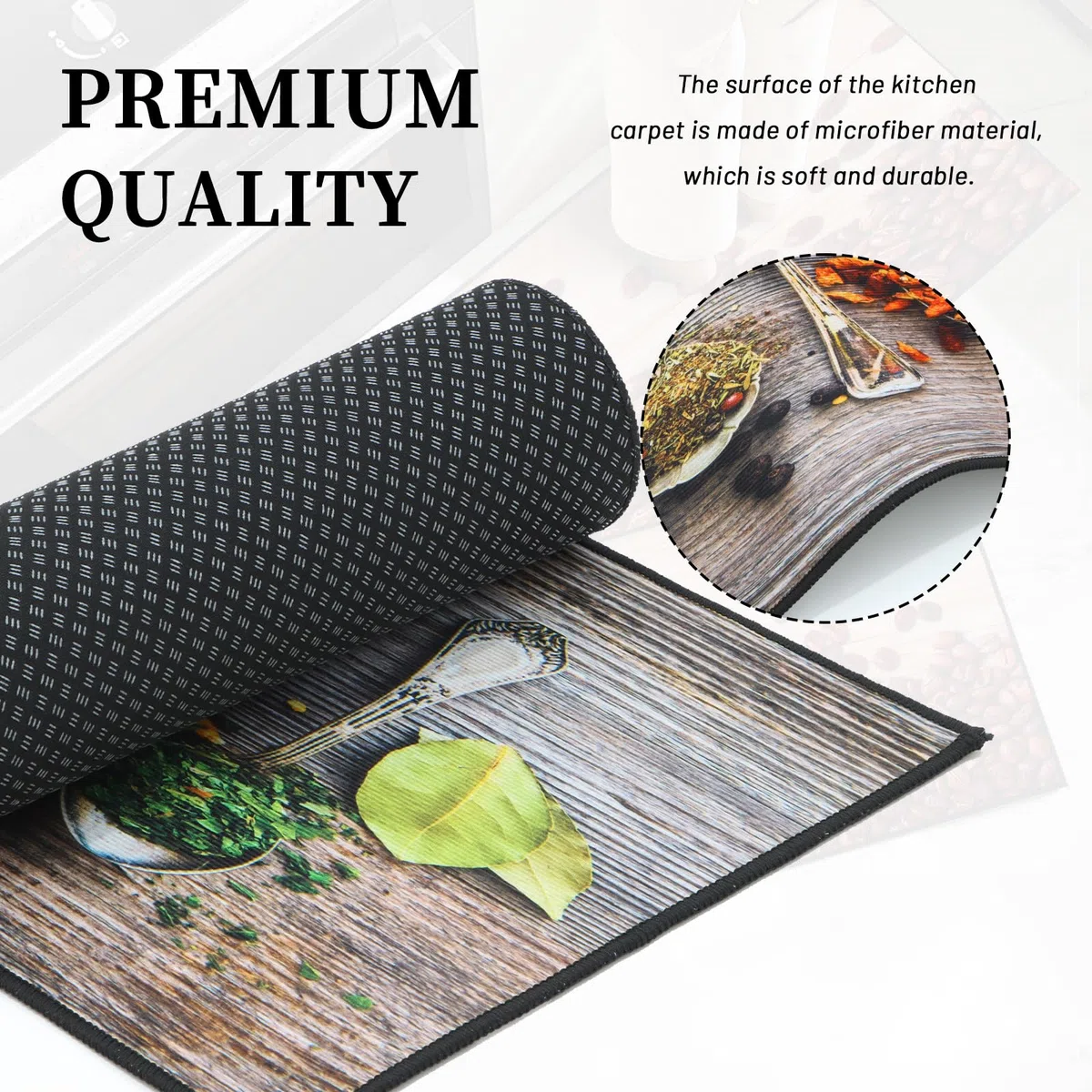 Juego de Alfombras de Cocina Antideslizantes de 2 Piezas, Tapete Cocina Antideslizante Resistente al Aceite, Adecuado para Cocina, Baño, Sala de Estar, 43x75 + 43x120 cm