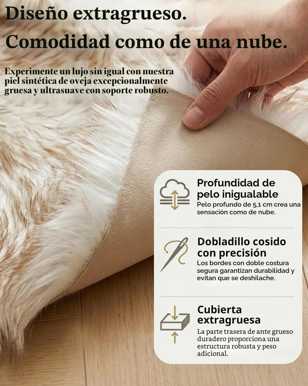 Alfombras para dormitorio, 60 x 110 cm, antideslizantes, color blanco y marrón, modernas, supersuaves, gruesas, pequeñas, peludas, no se desprenden