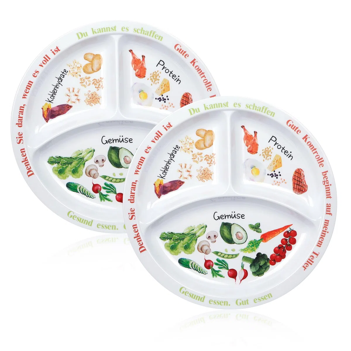 Platos de control de porciones para una dieta equilibrada - Platos saludables para adultos y adolescentes - Divisiones de melamina - Pérdida de peso