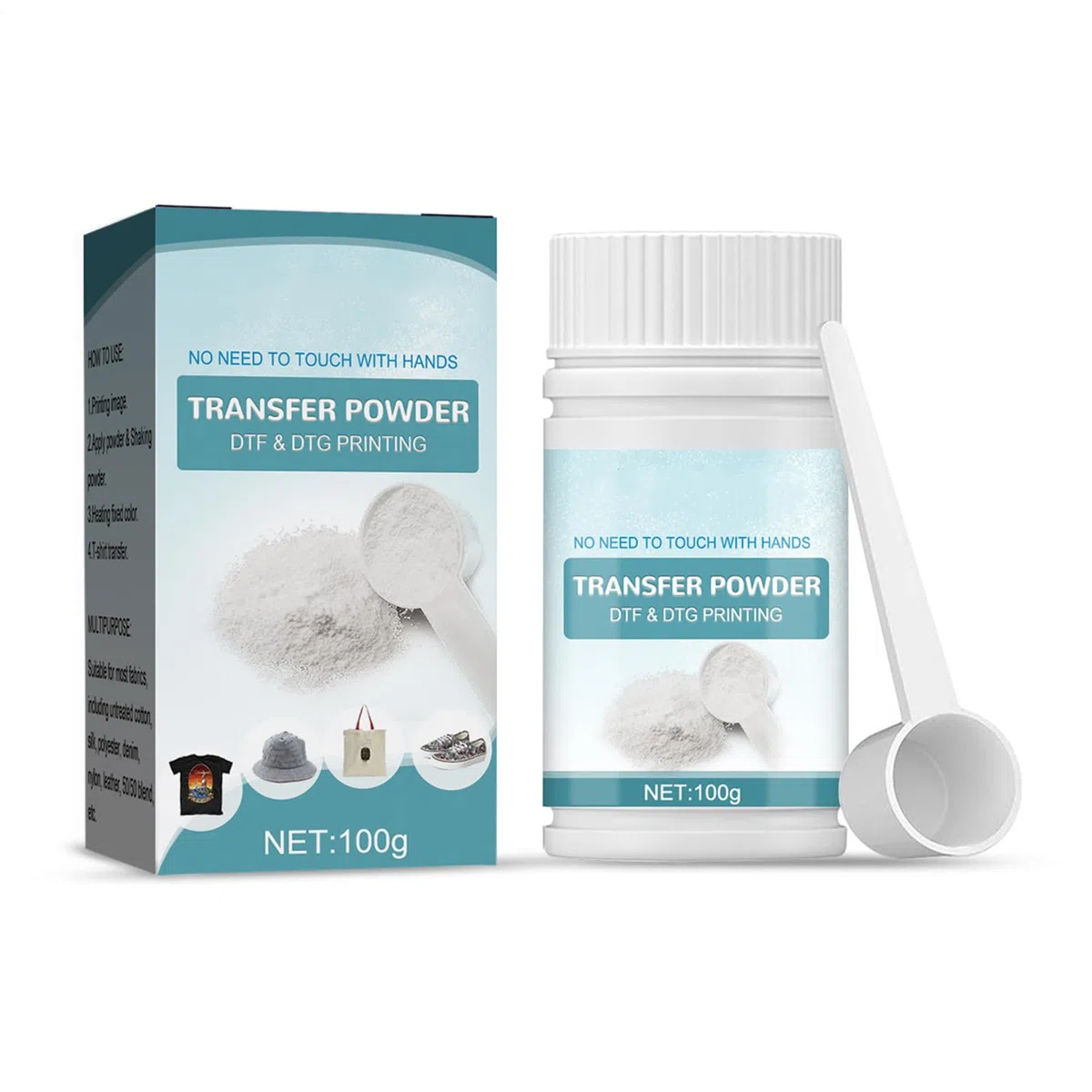 DTF Polvo Blanco Digital Transferencia Hot Melt Adhesive, DTF PreTreat Transferencia Polvo Para Prendas Negras u Oscuras, DTF Hot Melt Adhesive Powder Para Todas Las Impresoras DTF y DTG, 100 G/3.5 Oz