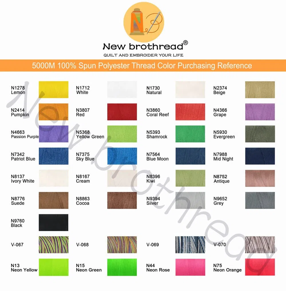 New brothread - 28 Opciones - 4 Bobinas Grandes de 5000M hilo de coser de poliéster todo propósito 40S/2 (Tex27) para coser, acolchar, patchwork, remalladora y overlock - White