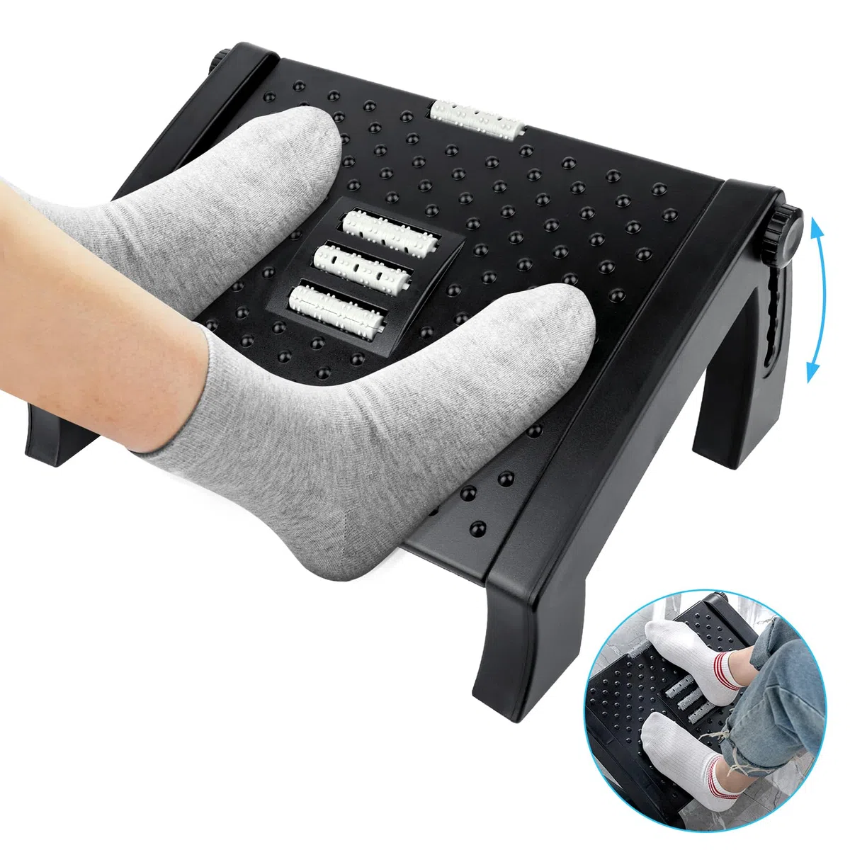 VFANDV Reposapies de Oficina, Reposa pies Reposa pies Reposapies Escritorio Reposapiés Ajustable en 6 Niveles, Reposapiés Ergonómico para Oficina, Hogar, Viajes, Negro