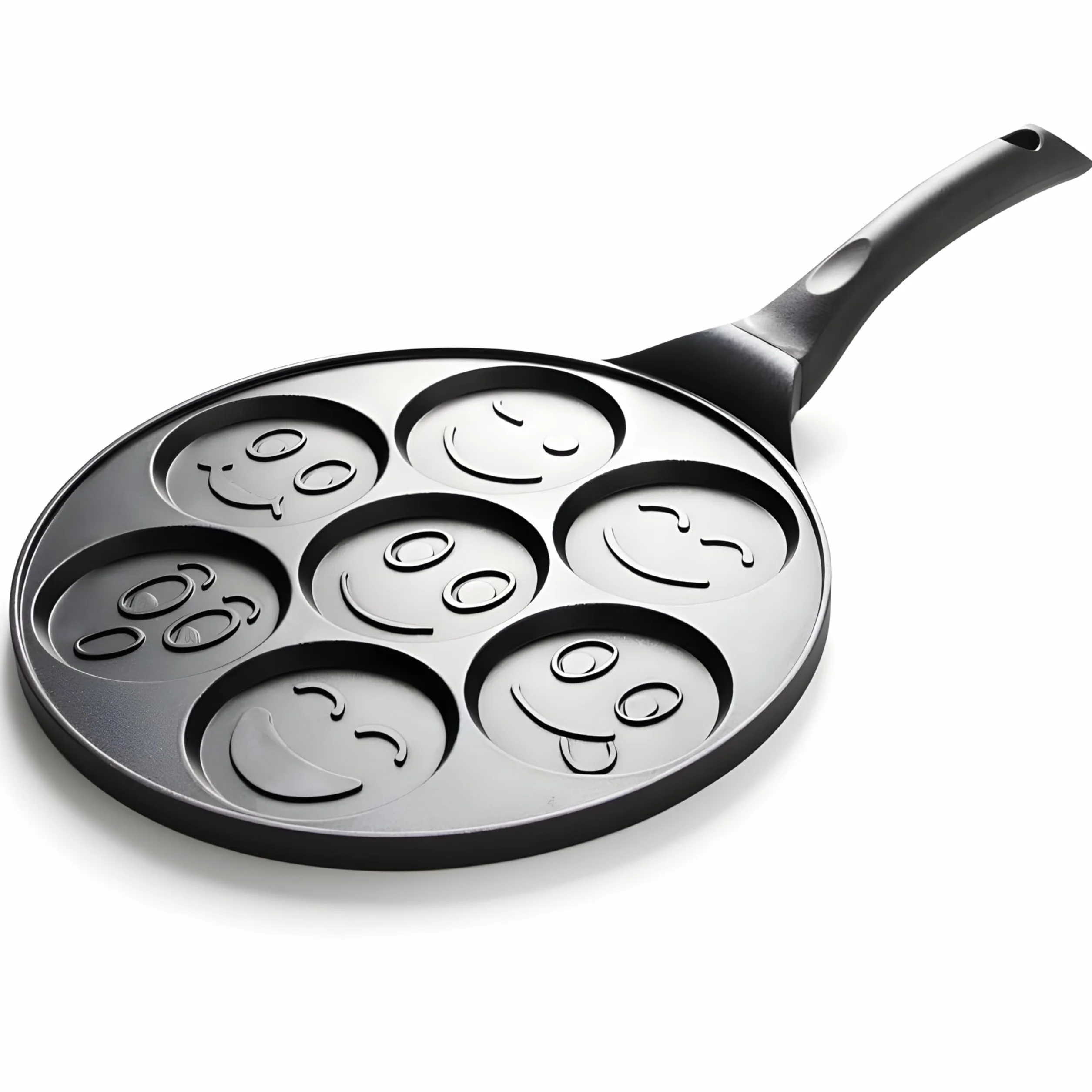 Retoo Sarten para Tortitas Antiadherente Panquecas Huevos Molde Crepes 7 Agujeros Diámetro 26,5 cm Fácil de Limpiar Infantil y Divertido Negro
