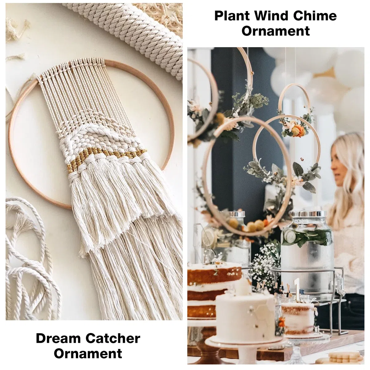 10 Piezas Aros de Madera, 20cm Bambú Aros para Atrapasueños, Aros Atrapasueños Manualidades, Craft Aros Corona de Macramé para Hacer Corona para Decoración de Boda