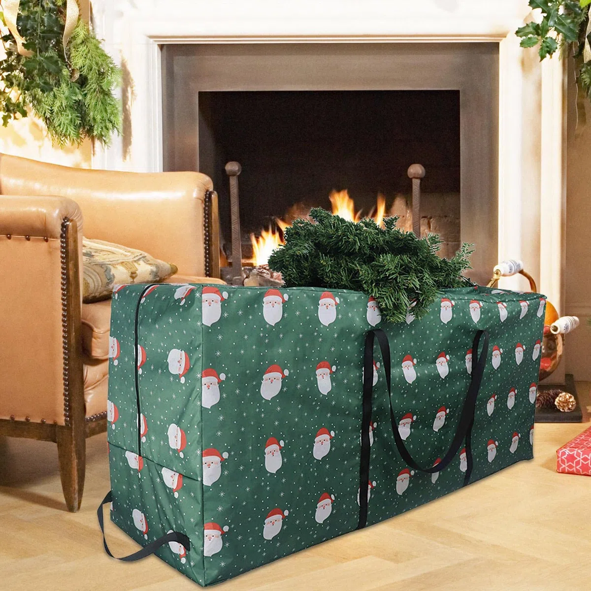 Murman Bolsa De Almacenamiento para Árboles De Navidad, Caja De Almacenamiento De Oxford 210D con 4 Asas Y Apertura Amplia, Bolsa De Almacenamiento De Transporte para Árbol De Navidad De 4 Pies