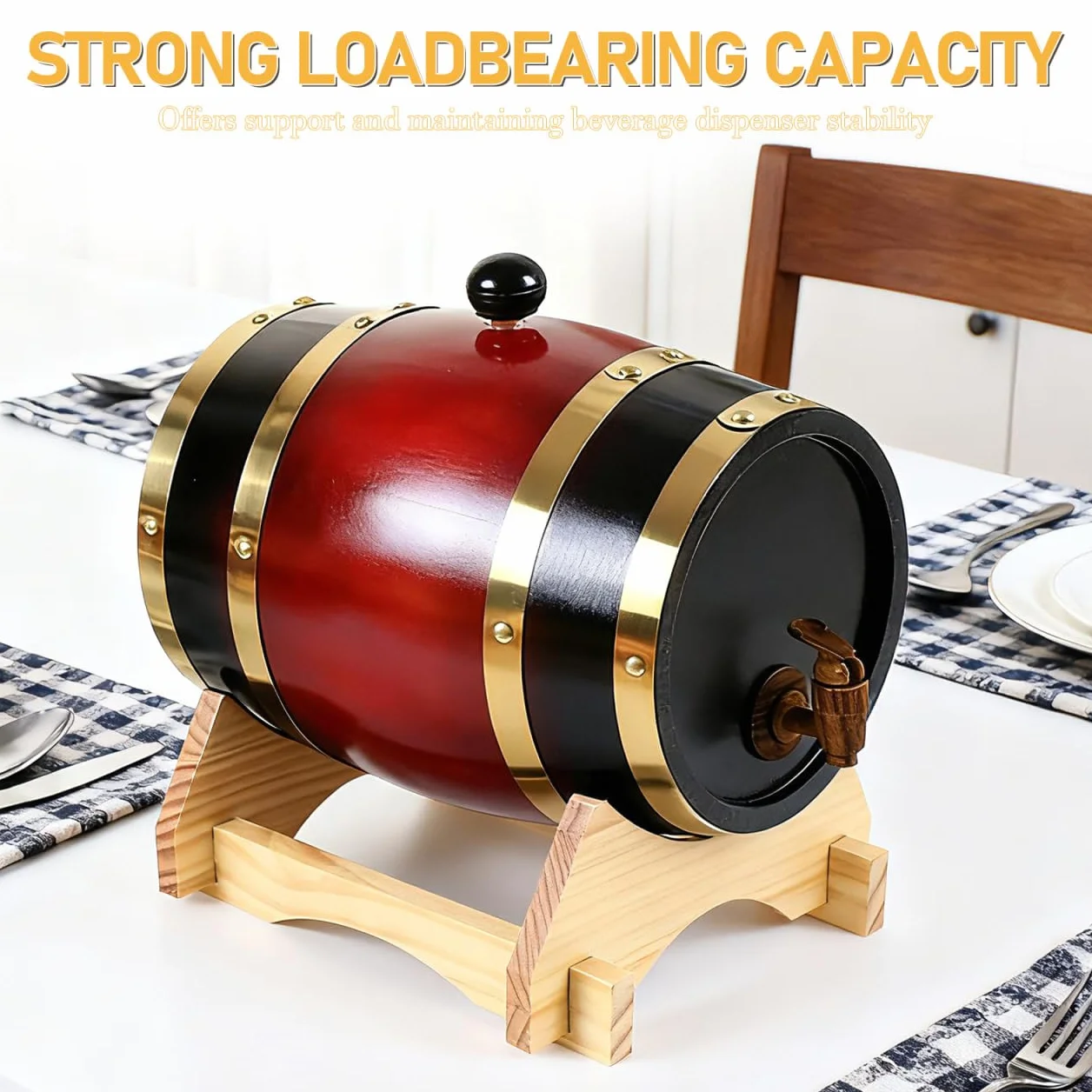 Ciieeo Soporte De Madera para Barril De Roble 5 litros Elevador Estable para Dispensador De Bebidas Cubos De Cerveza Jarras De Vino Base Rústica para Cocina Y Hogar