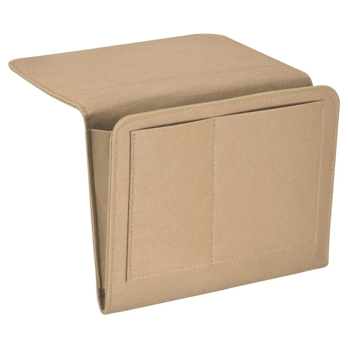 PATIKIL 11" Fieltro Cabecera Organizador, Cama Colgante Transporte 5 Bolsillos Sofá Escritorio Colgante Bolso Doble Capa para Revista Remotos Teléfono Tableta, Beige