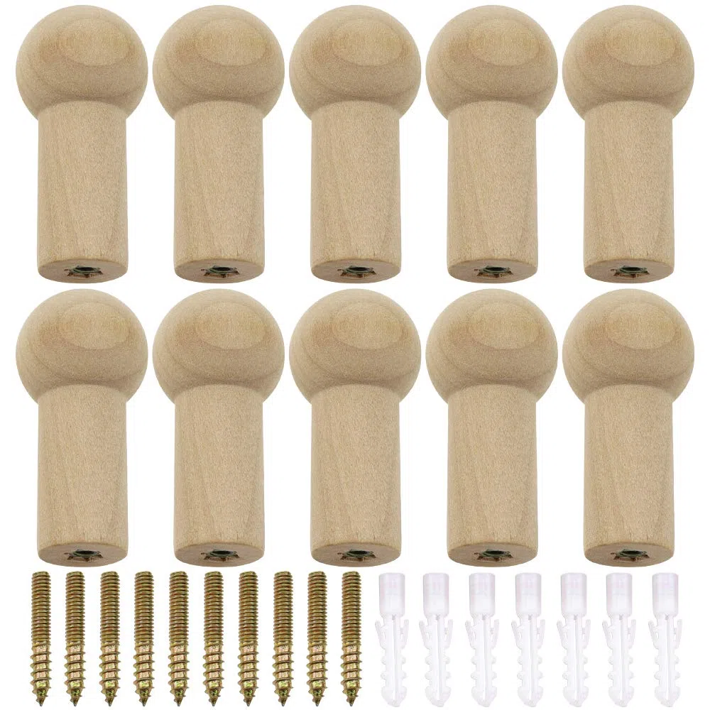 12 Piezas Gancho de Pared Madera Natural Percheros Pared Individuales Colgadores Pared Redondos para Dormitorio Pasillo Baño Colgar Ropa Toallas Sombreros Bolsos - Carga Máxima 7 KG