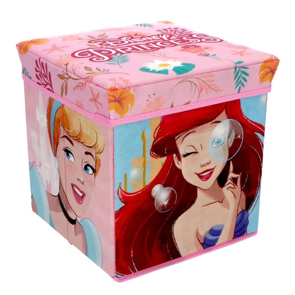 Puf Infantil Multifunción Contenedor Porta Objetos para Sentarse 30 cm Princesas