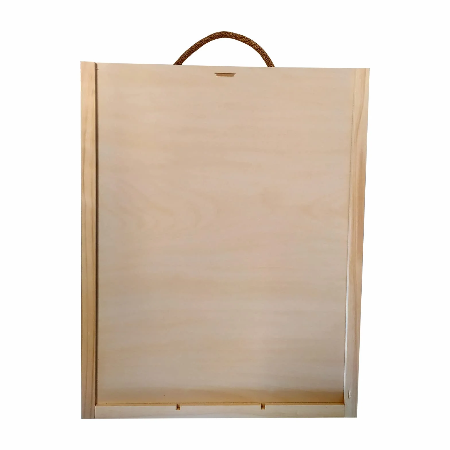 Caja de madera para vino | 3 Botellas | Cuerda en asa y tapa DM deslizante | Perfecta para regalos Decoupage Almacenamiento Decoración Manualidades