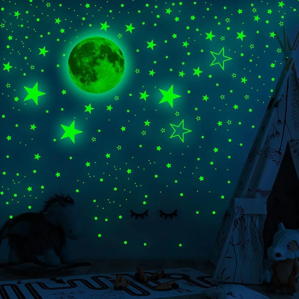 Luminoso Pegatinas de Pared Estrellas Fluorescentes 1119 PCS para Techo Decoración Dormitorio Niños