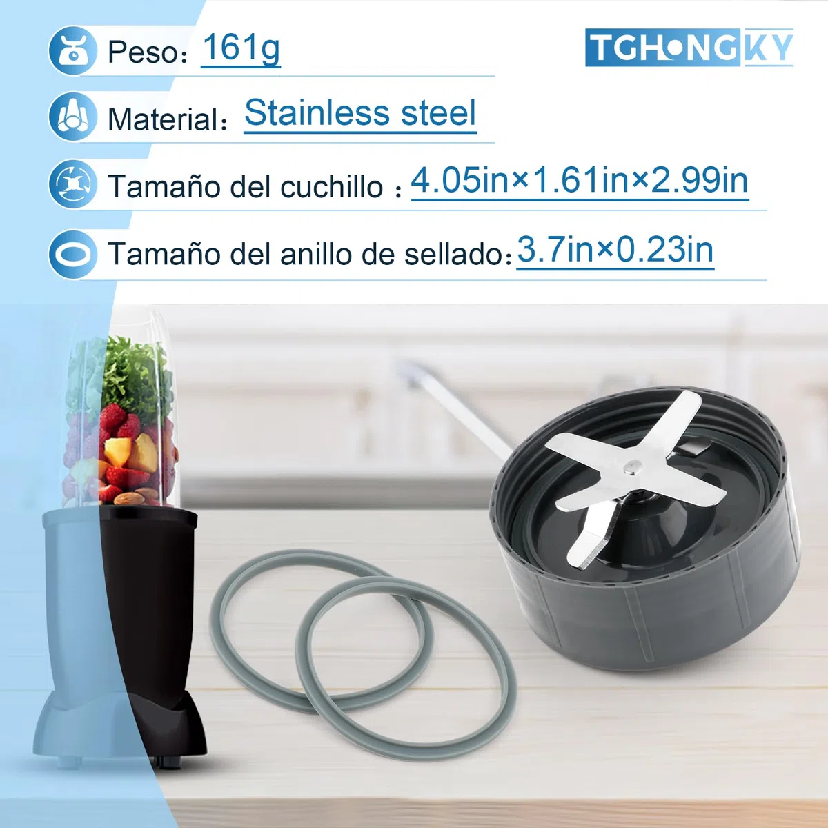 Blender Blade para NutriBullet 600W Extractor de Licuadora para NutriBullet 900W Hoja Cruzada Pieza de Base Extractor de Reemplazo de la Hoja en Forma con Junta del Portacuchillas