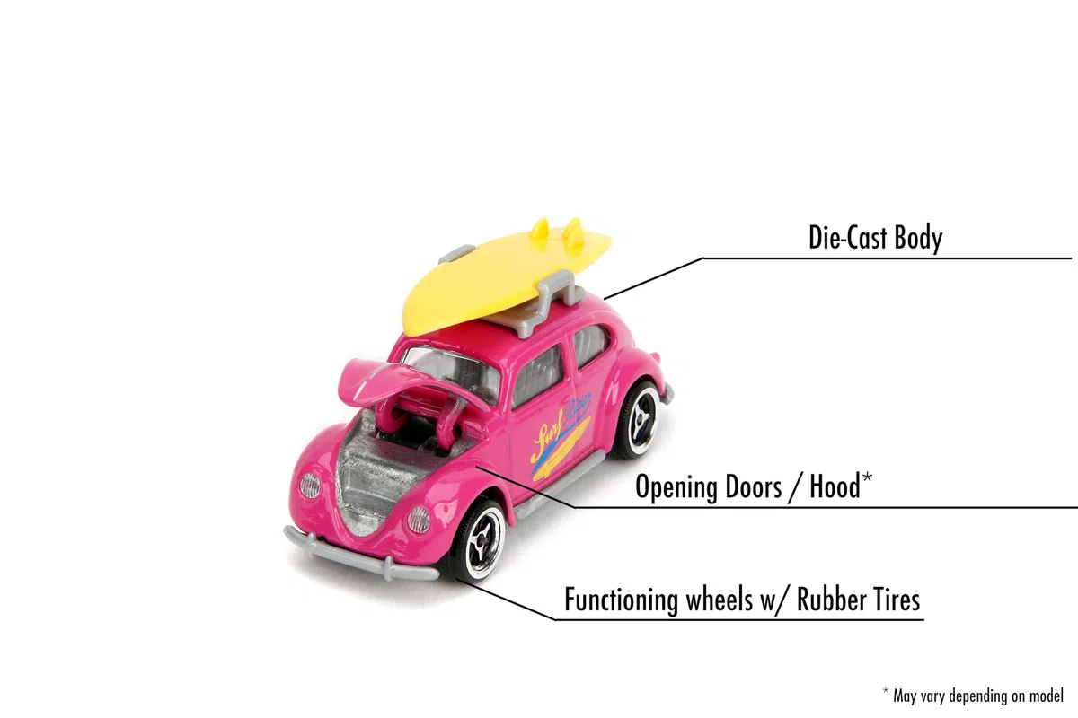 Majorette – Coches Premium Volkswagen The Originals con Partes en Metal, Escala 1:64, Con Licencia Oficial VW, Recibirás un set de 5 Vehículos VW (212055008)