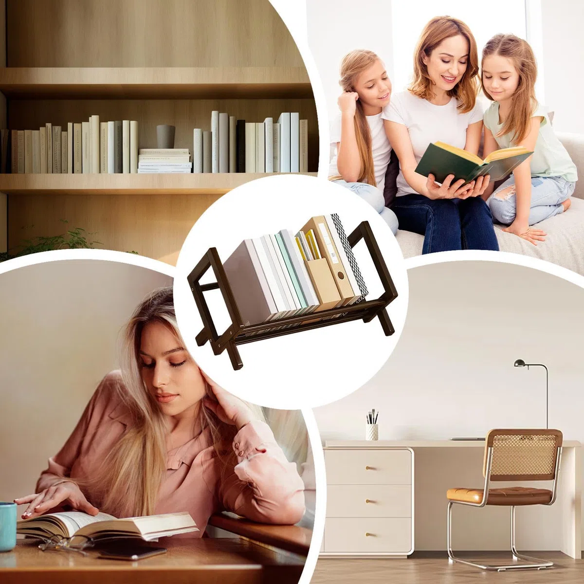 Genérico Adjustable Desk Shelf - Desks Bookshelf | Floor-Standing Bookshelf, Desk Display Shelf, Desks Bookcase with Not Slip Feet, for Home Office