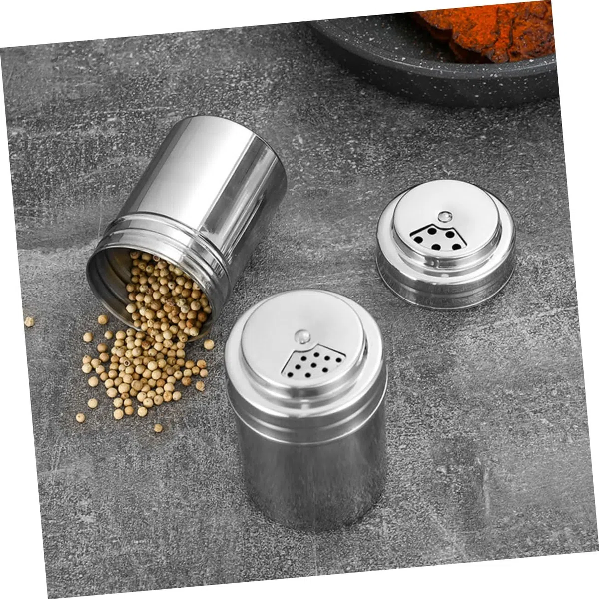 Recipientes De Acero Inoxidable Para Condimentos 304 Tapa Anti-humedad Diseño Minimalista Adecuado Para Cocina y Comedor 1