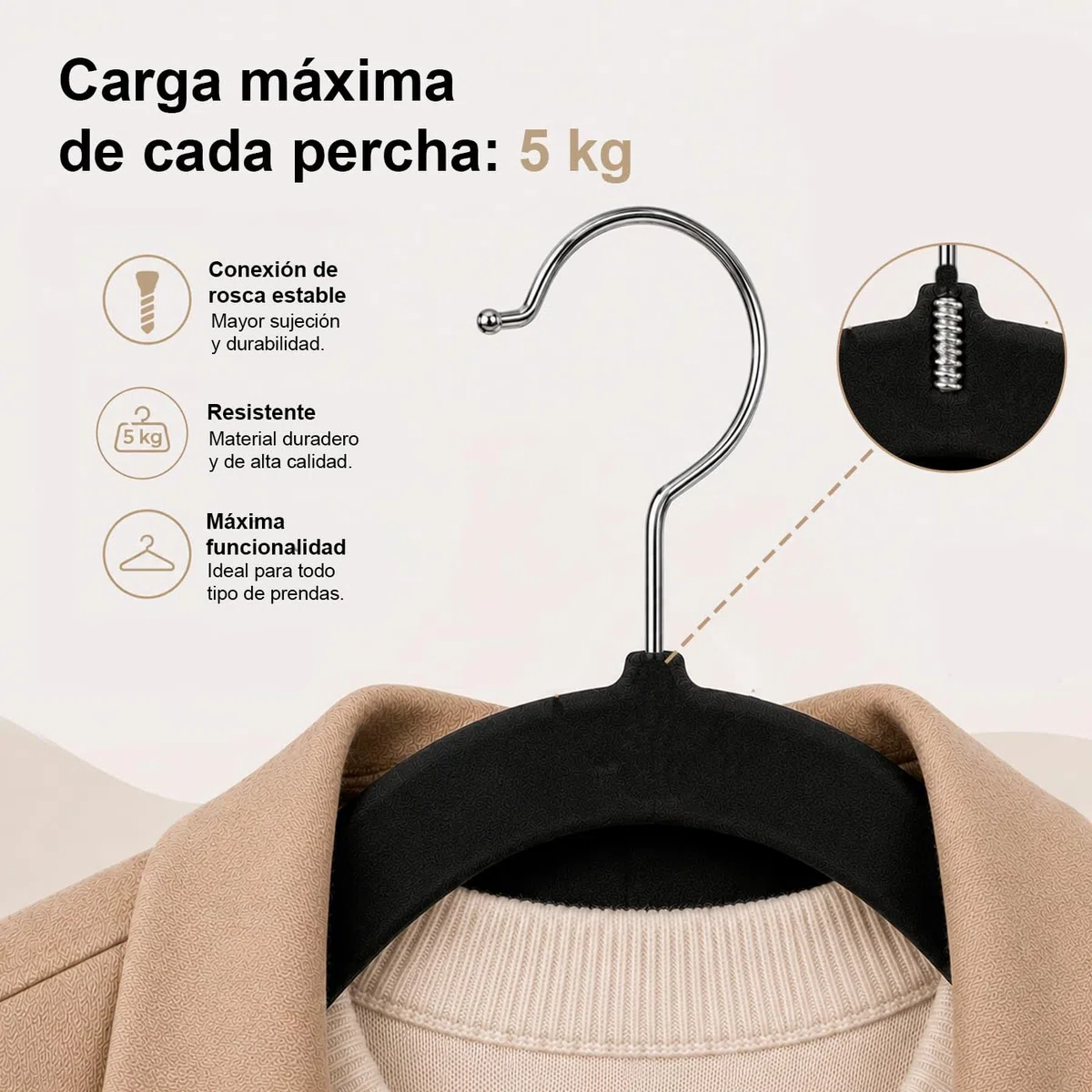 MERCURY TEXTIL- Perchas de Terciopelo Antideslizantes con Ranura y Barra para Pantalones, Perchas Finas con Gancho Giratorio 360, Resistente y Ergonómica (Negro, 30 Unidades)