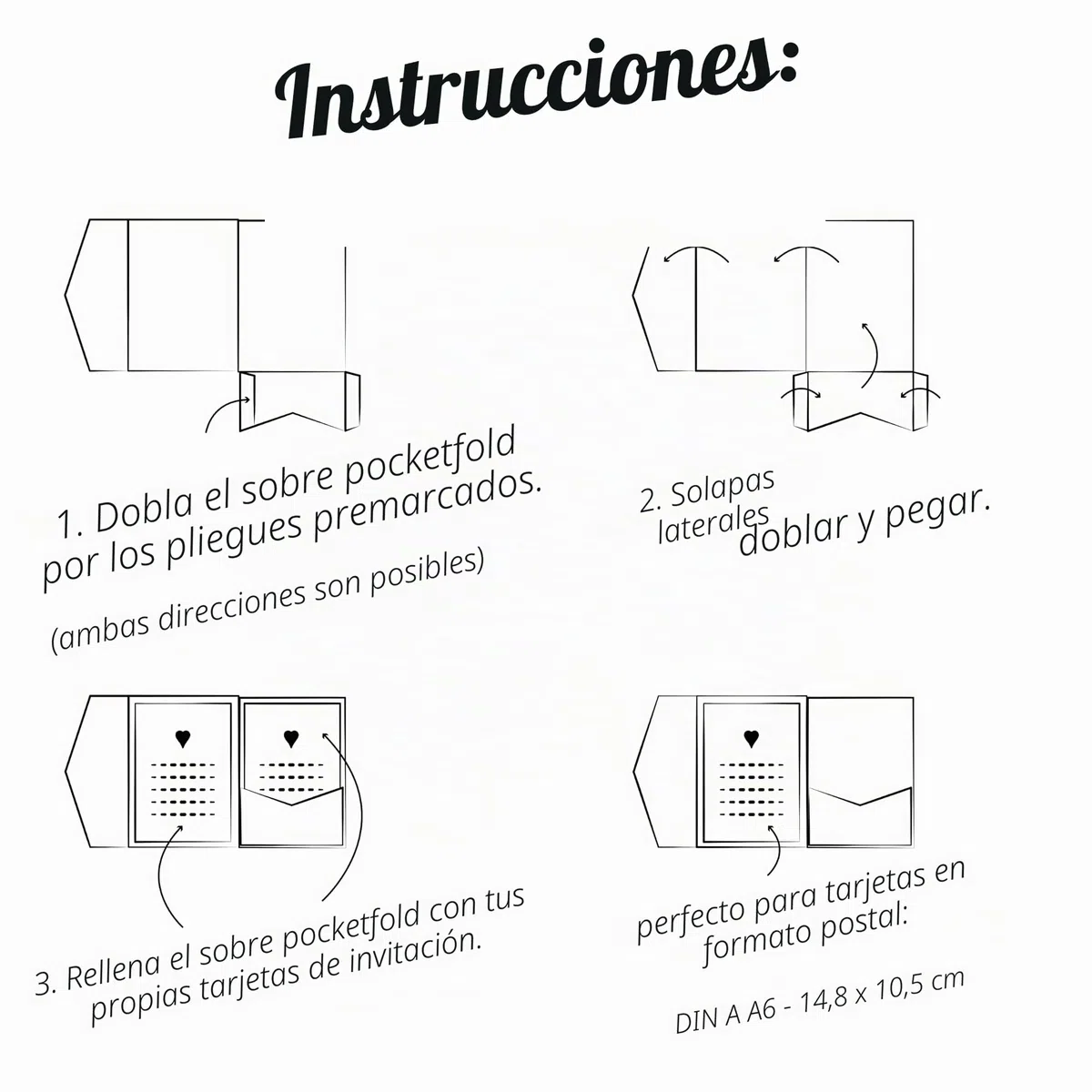 Japun - Pocketfold, Tarjetas de papel kraft en blanco plegables de bolsillo que incluyen sobres (DIN B6), boda, invitación - marrón - 25 piezas