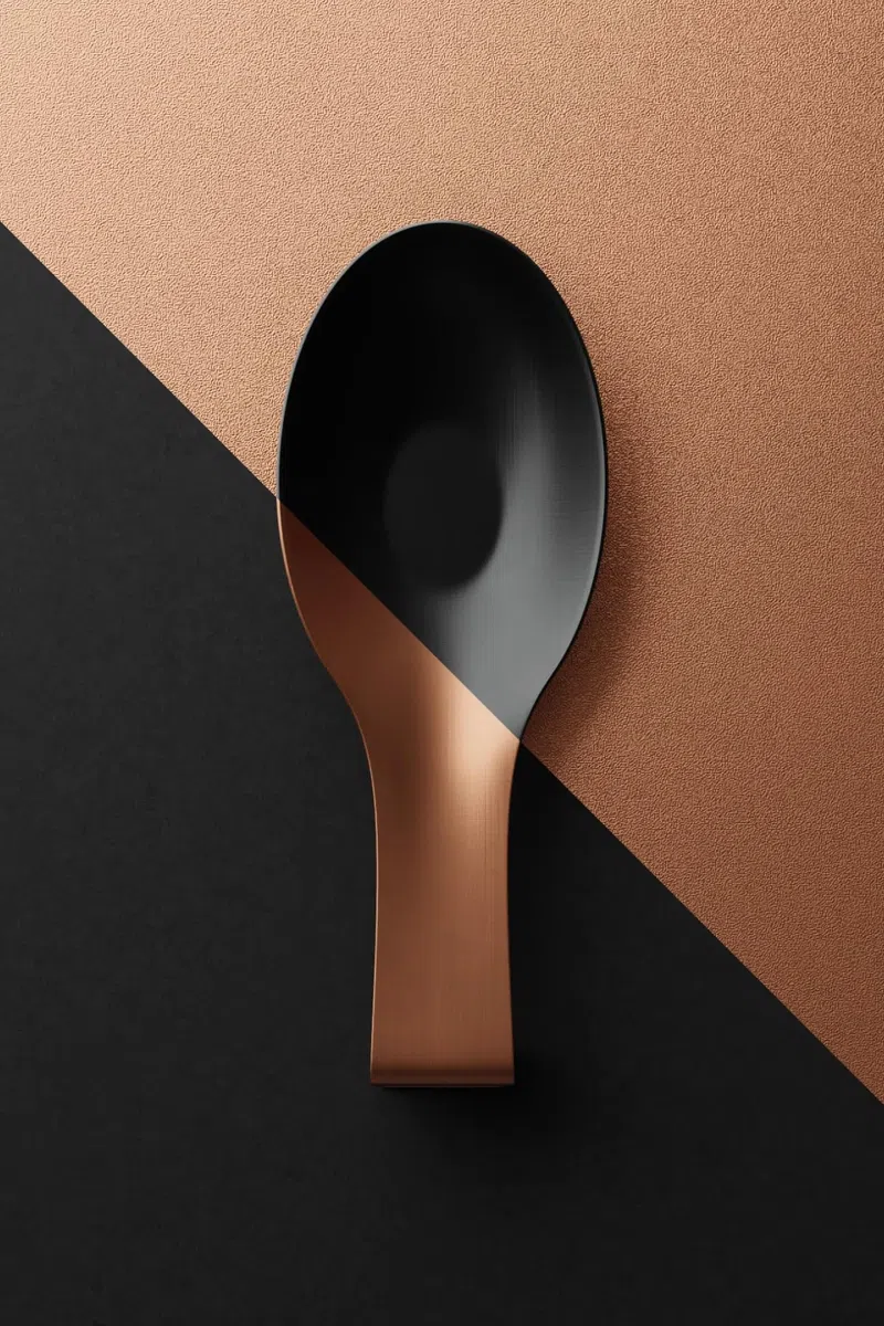 ️ ● Juego De 2 Reposa Cucharas Cocina ● Apoya Cucharas Cocina Negro Y Cobre ● Accesorios De Cocina ● Accesorios Cocina Originales