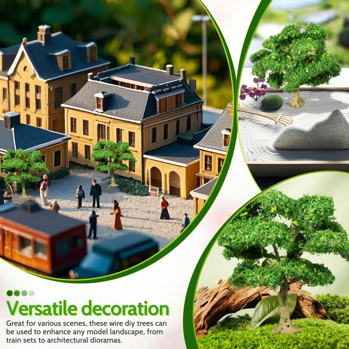 VILLCASE Modelo De Árbol En Miniatura para Paisajes DIY Árboles para Dioramas Y Modelismo Ferroviario Decoración Versátil para Belenes Y Jardines Fácil De Montar 4.72X4.33X3.74In