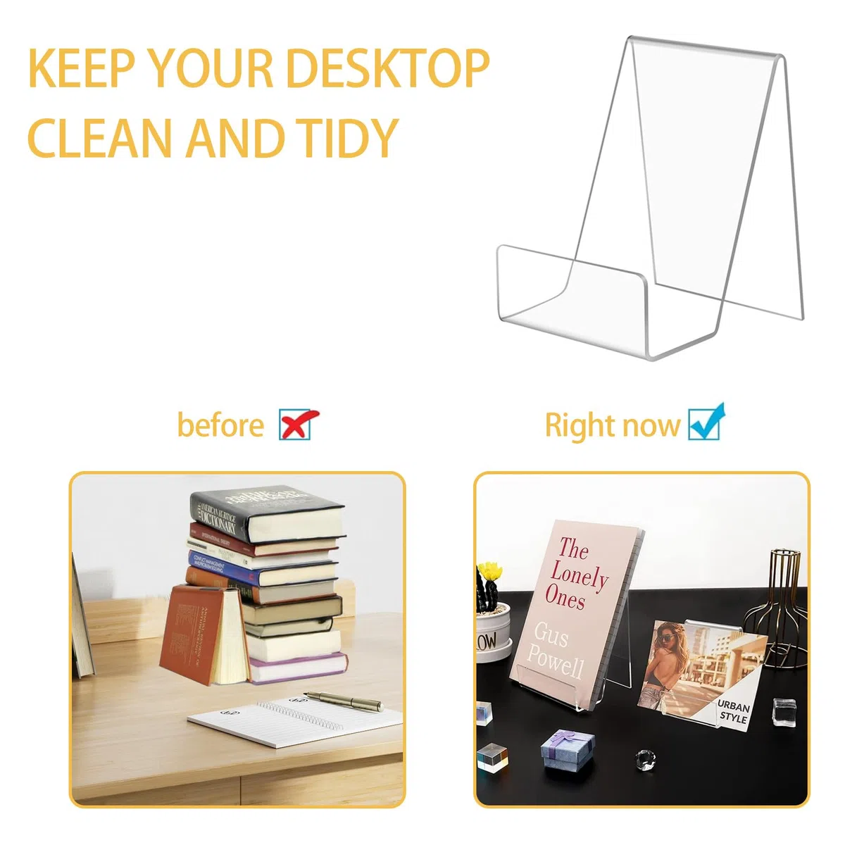 Soporte de acrílico transparente para libros, 8 piezas, expositor de libros, soporte transparente para mostrar álbumes de fotos, hojas de música, cuadernos, obras de arte