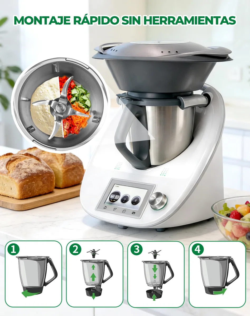 Cuchillas para Thermomix TM5, TM6 y TM7 – Cuchillo de Acero Inoxidable SUS420 con Junta de Sellado, Repuesto Compatible con Vorwerk Thermomix, Base de Nylon