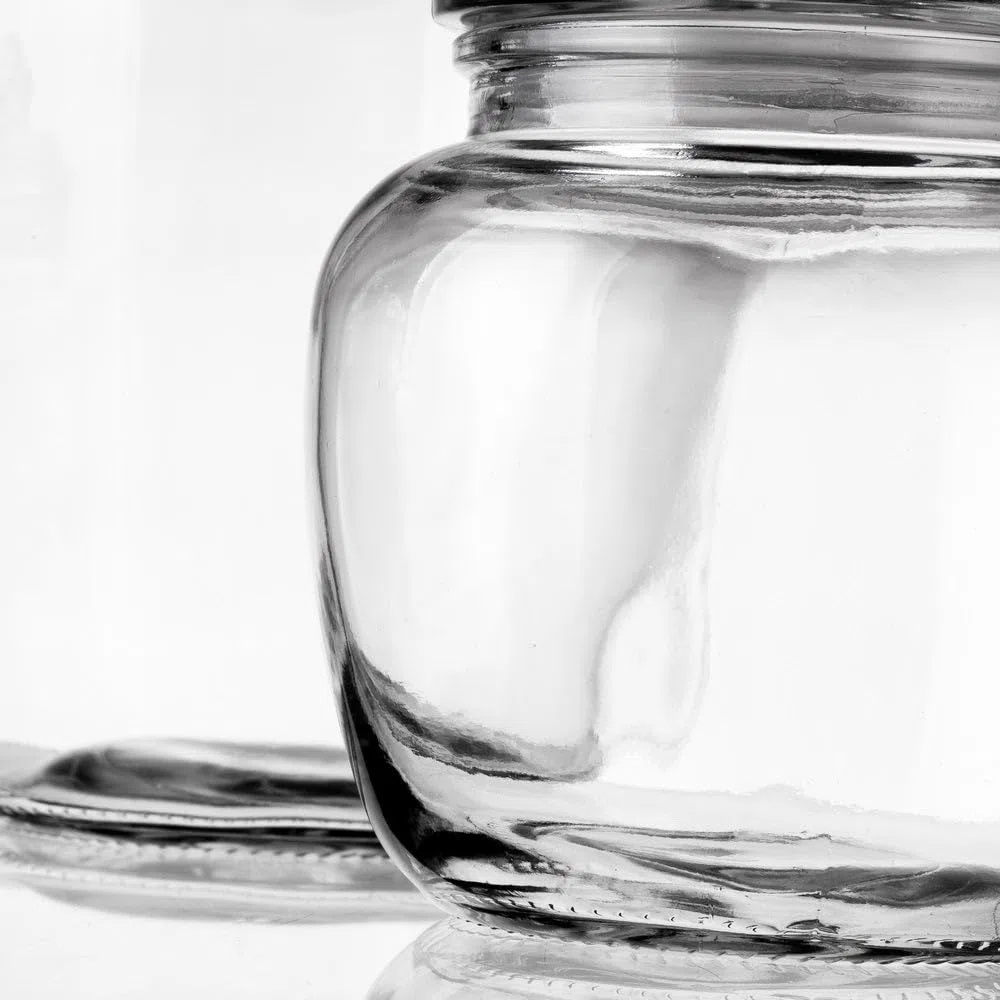 LOLAhome - Juego de 3 botes bombonera de cristal transparente con tapa hermética para alimentos. 3 tamaños para organizar la cocina o decorar el salón conservando productos con estilo