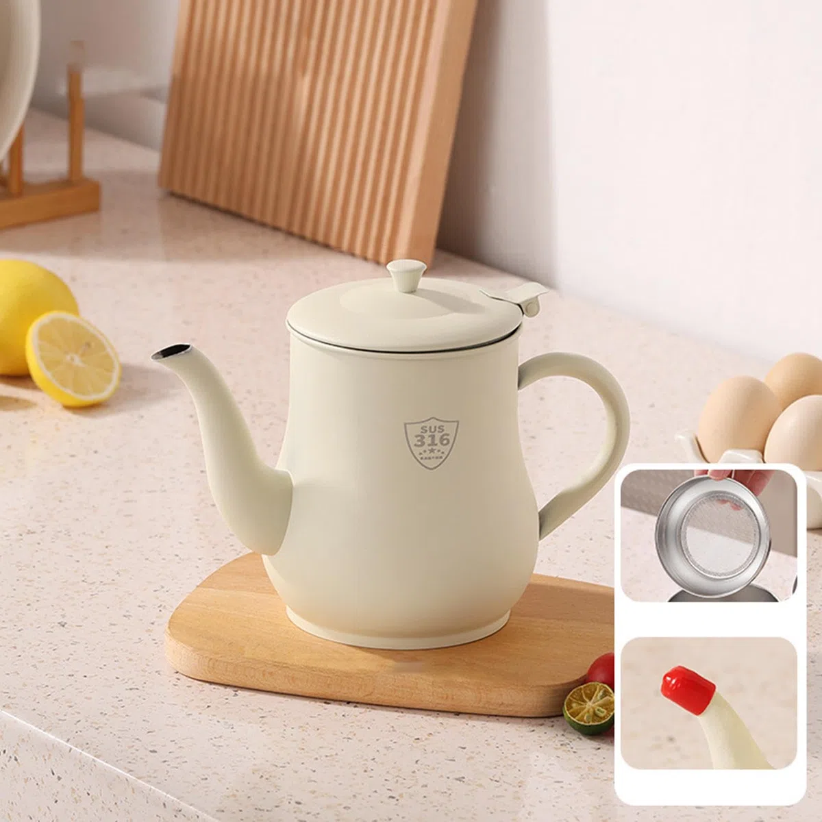 Contenedor de grasa de tocino con colador, colador de aceite de acero inoxidable con tapa a prueba de polvo, recipiente de almacenamiento de aceite de cocina para aceite de cocina usado, grasa y