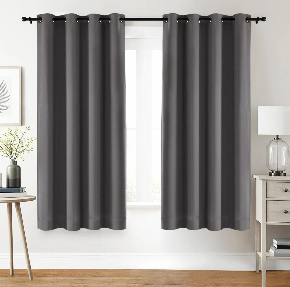 Utopia Bedding Opacas Cortinas Salon Modernas 2 Piezas 132x160 cm, Gris - Cortinas Térmicas Aislantes Frío Calor y para Dormitorio, Salón y Cocina con Ojales
