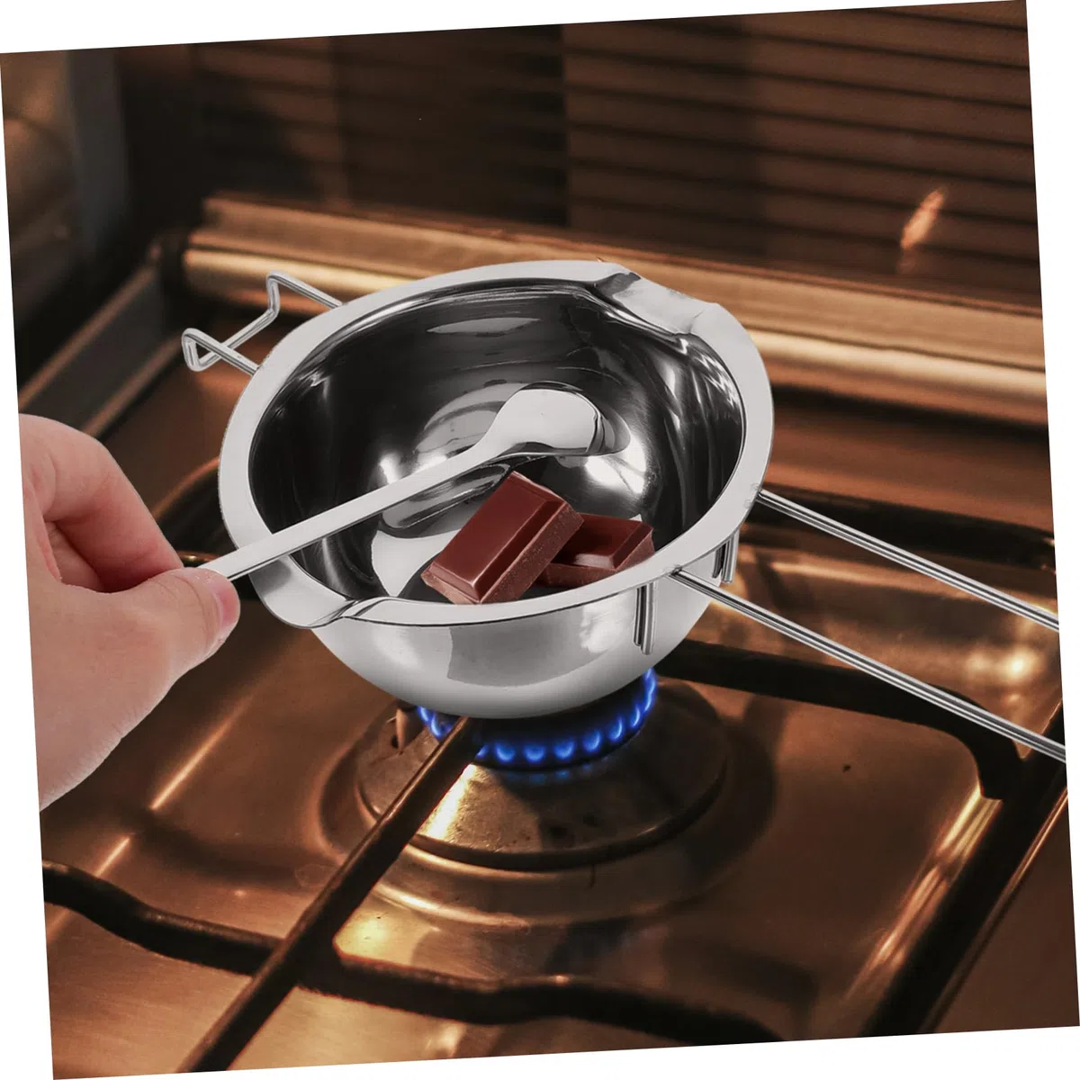 1juego Para Derretir Chocolate y De Inoxidable Para Calentar y Cera De Diseño Ergonómico Mango