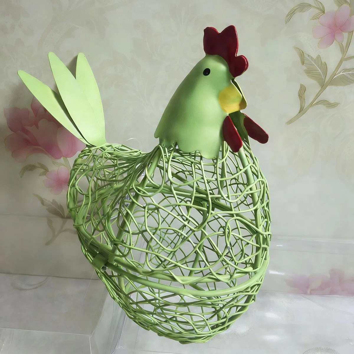 Cesta para Huevos,Decoración Rústica de Cocina en Metal | Almacenamiento con Forma de Gallina Recolector de Huevos | para Jardín, Patio Trasero, Pascua, Encimera y Mesa, Estilo Granja