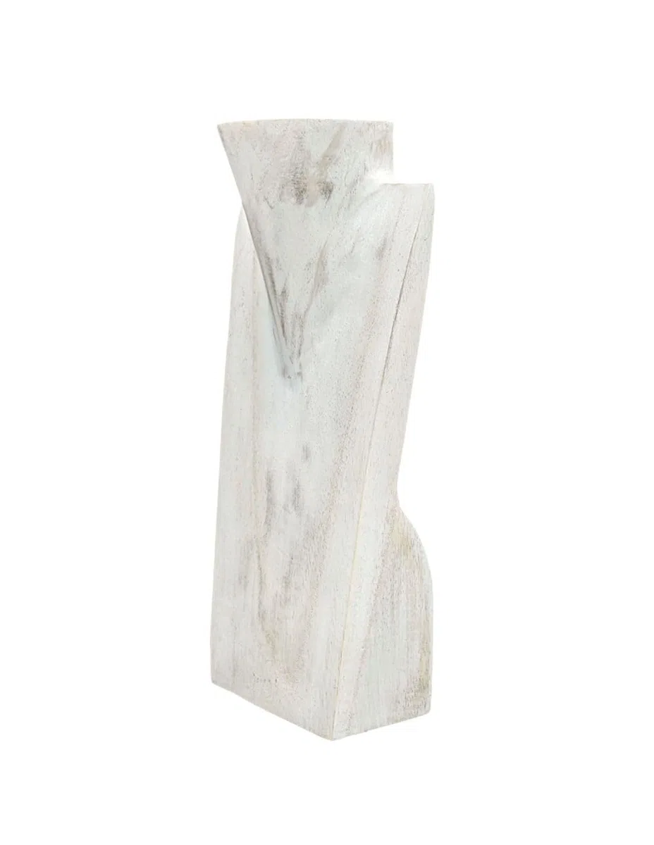 Busto expositor de abrazaderas en madera maciza blanco encalado H25 cm