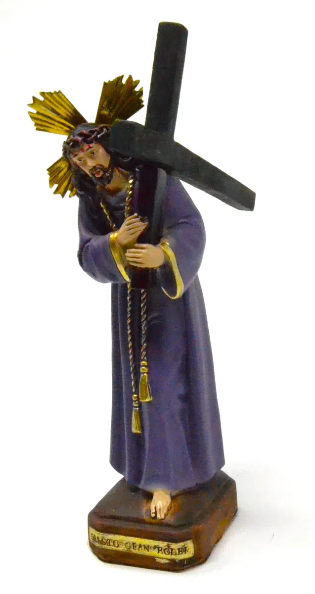 Genérico Cristo Gran Poder, 19 cm. Jesús Cargando su Cruz. Estatua Religiosa de Dios. 100844