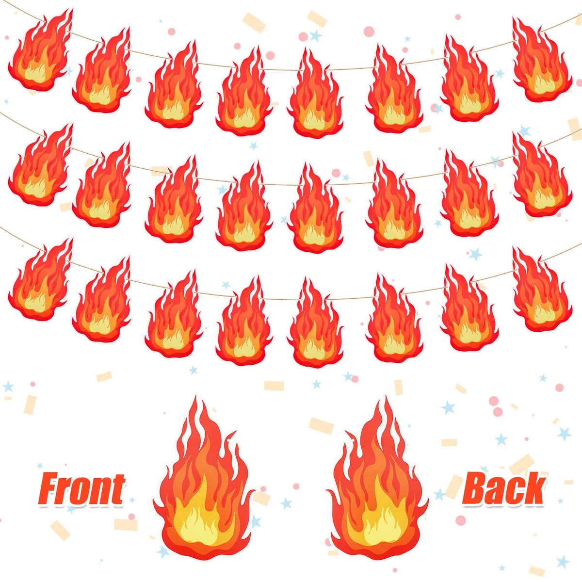 3uds Pancarta de Llamas de Fuego, Preensartada Decoraciones de Llamas de Fuego Banderines Colgantes Pancartas Fiesta Decoraciones Fiesta para Temática Bomberos Hoguera Fiesta Suministros