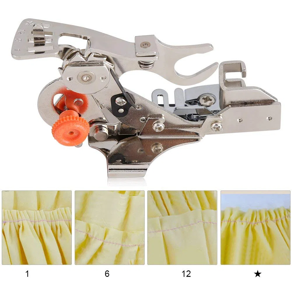 Prensatelas Plisados, Prensatelas de Accesorio para MáQuina de Coser, Pies Máquina de Coser Ruffler Presser con Bloqueo Cilindro Pie, Prensatelas Ruffler Plisador para Máquinas de Coser Domésticas