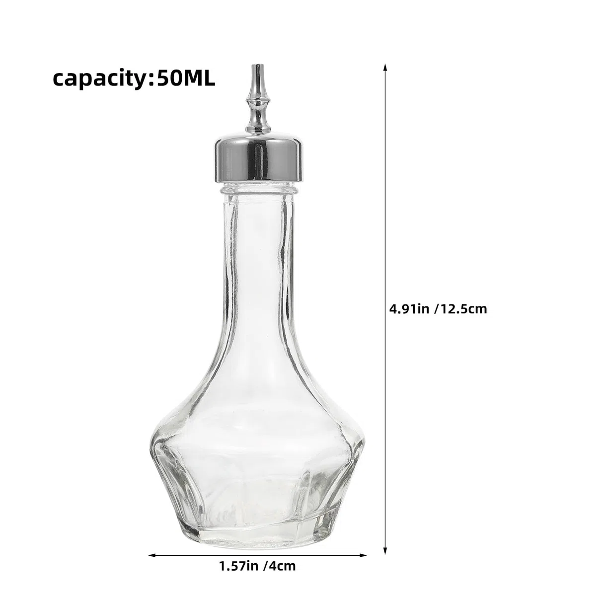 CALLARON Botellas de Vidrio para Mezcla de Bitter Dosificador, Set de 2 Botellas de 50 Ml, Recomendadas para Uso en Bares y Ambientes Domésticos