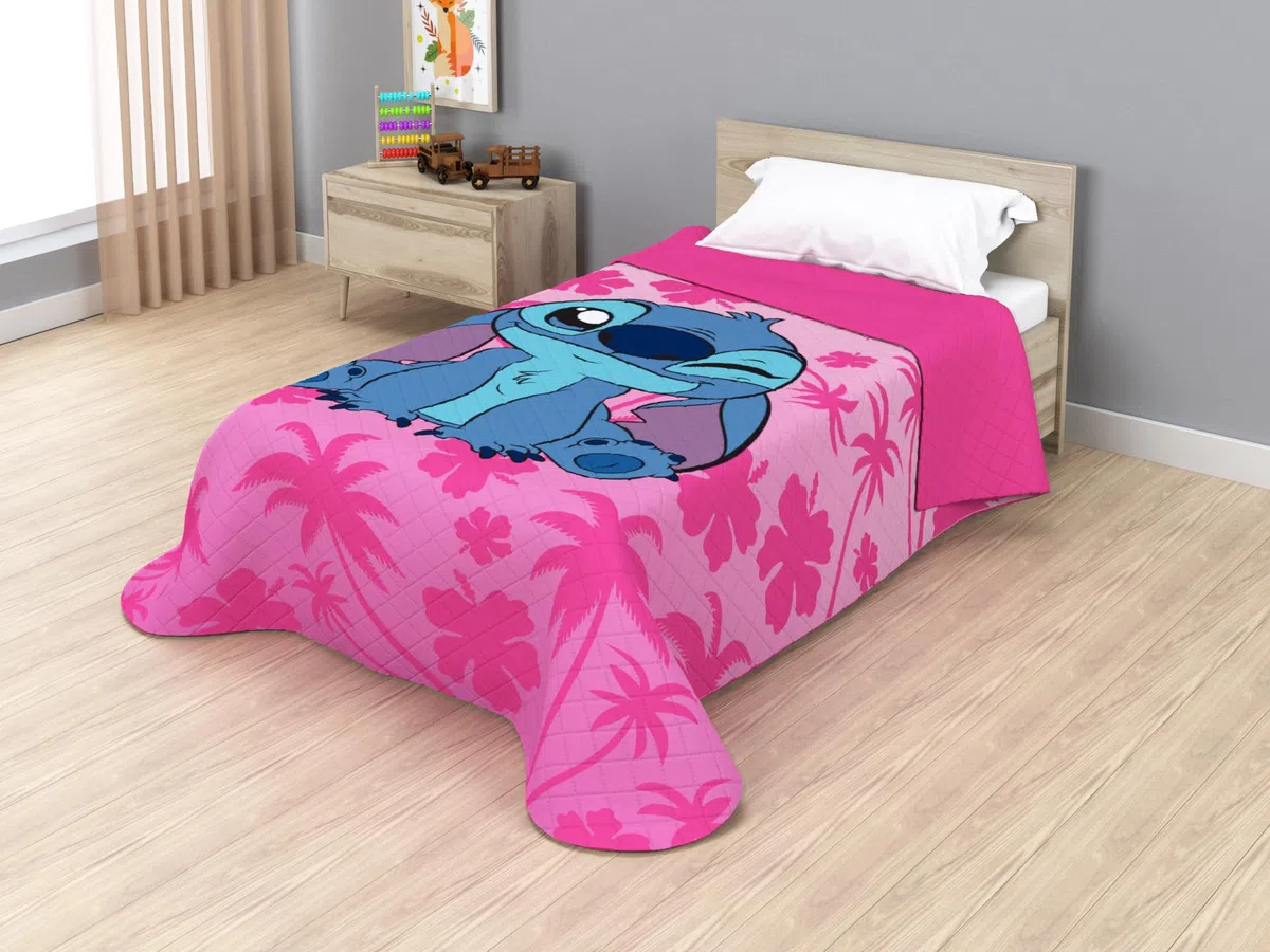 Disney Colcha Bouti Infantil Cama 90, 170x250 cm, Termosellada, Relleno Microfibra 100 g/m², Colcha Ligera Entretiempo (Stitch JE14473VL)