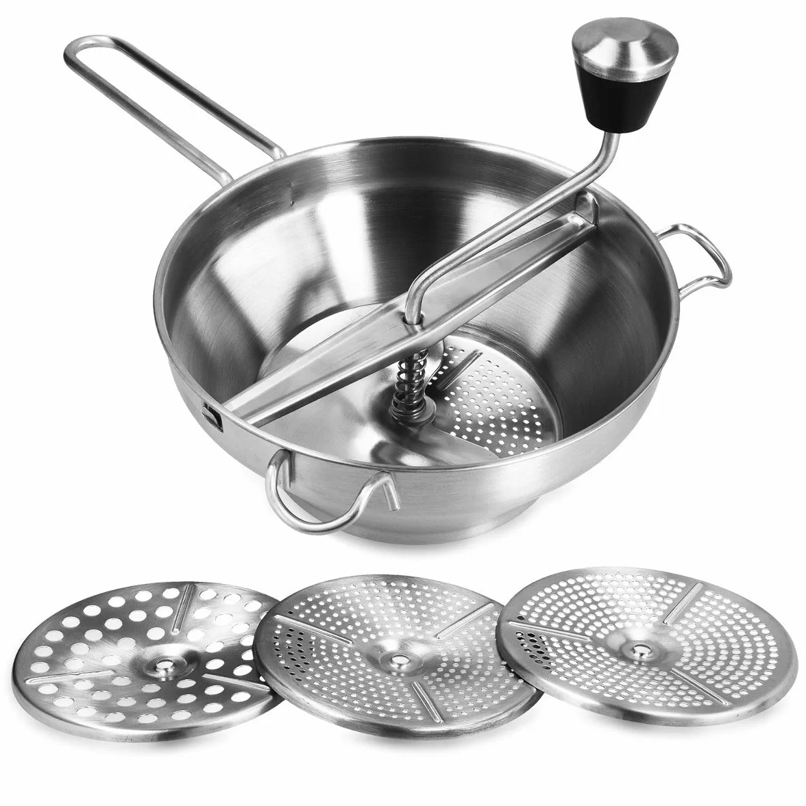 Navaris Pasapures Manual Acero Inoxidable Ø19 cm con 3 Discos - Pasapures de Cocina