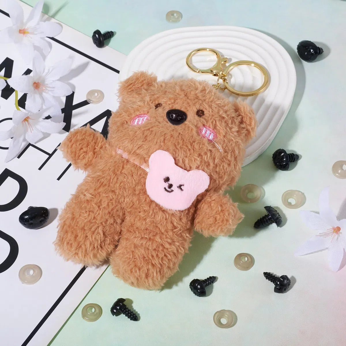 Beadthoven - Juego de 100 narices de seguridad de plástico negro con arandelas, narices de muñeca para amigurumi, marionetas, osos de peluche, fabricación de animales de peluche (4 tamaños)