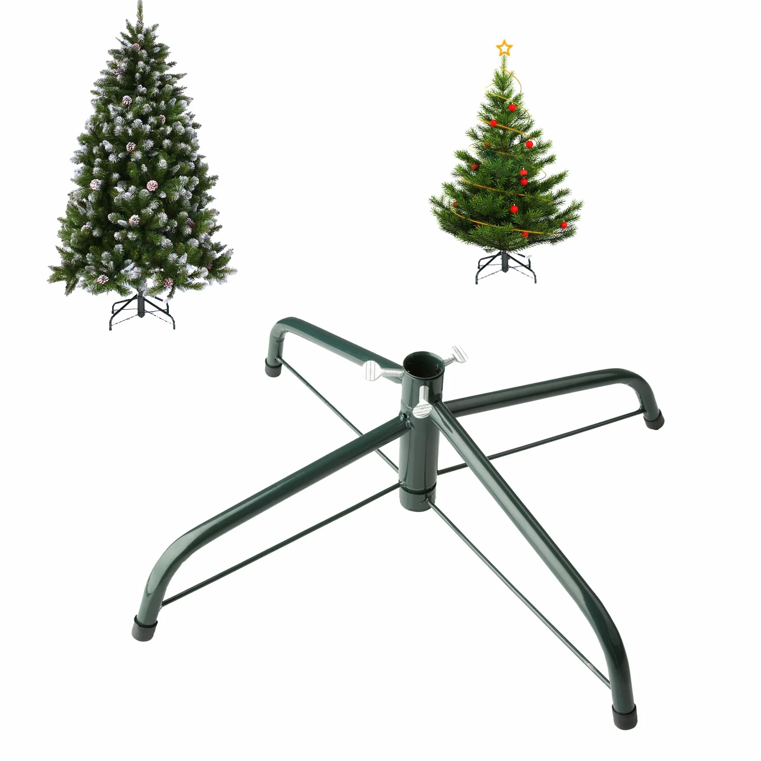 Hainue Soporte para árbol de Navidad, Estable 35 cm, Soporte de Metal con Patas de Goma, Tornillos Grandes, para decoración de Navidad, decoración para decoración de Navidad